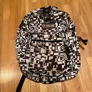 Black and white JanSport backpack
